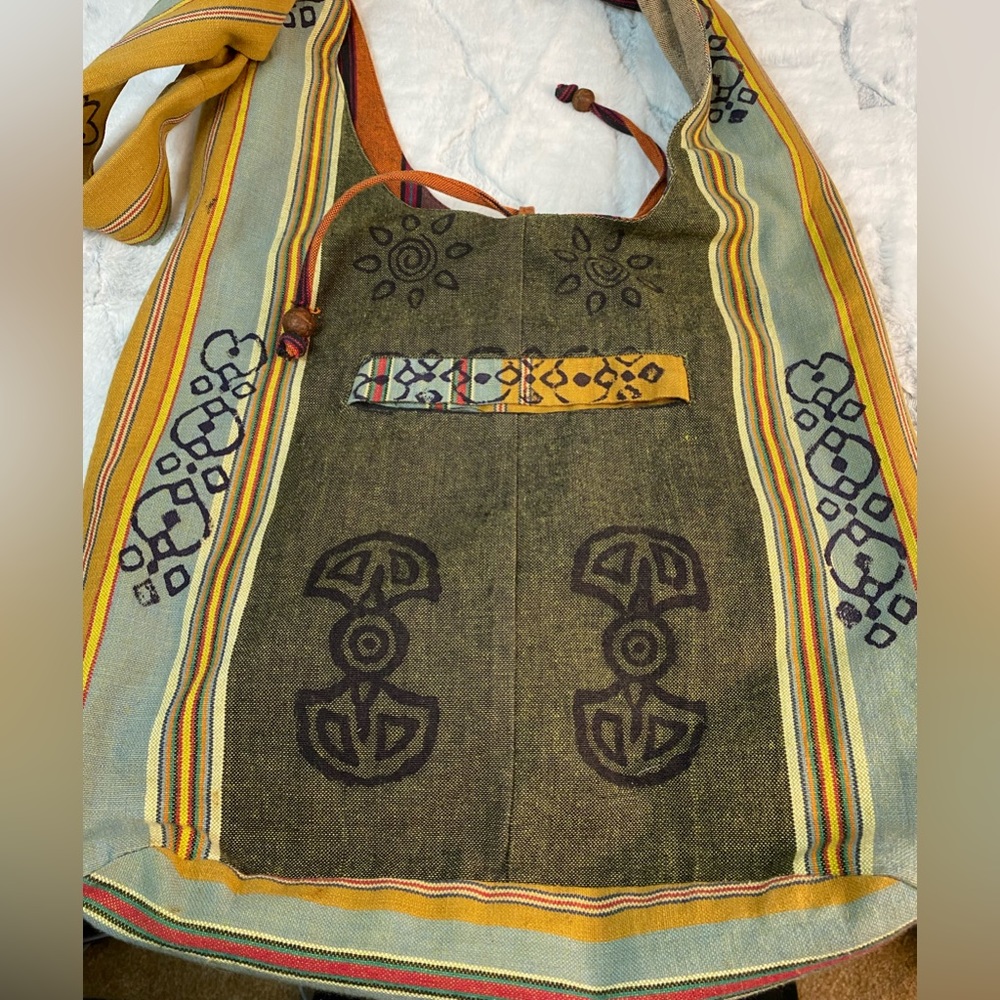 Rising international boho reversible shoulder tote bag